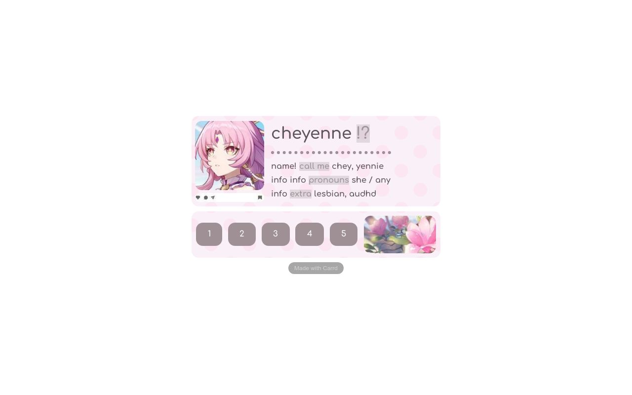 Carrd profile picture for @cheyenne